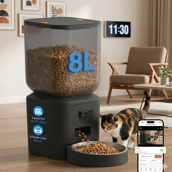 Automatic pet Feeder with 1080P HD Camera, 5G WiFi