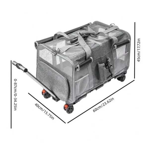 Foldable double Cat Carrier With Wheels